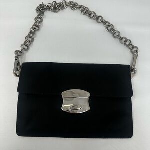 Prada Black Clutch with Silver Chain- very rare